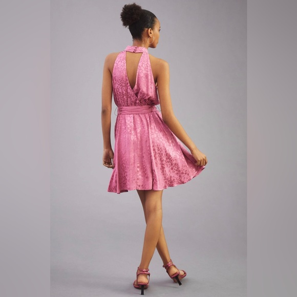 Anthropologie Jacquard Halter Neck Mini Dress - Picture 3 of 16